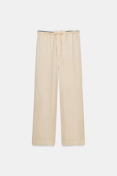 ZW COLLECTION JACQUARD PYJAMA-STYLE TROUSERS - Ecru by Zara - Image 4
