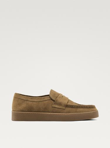 Zara Split suede penny loafers - taupe brown
