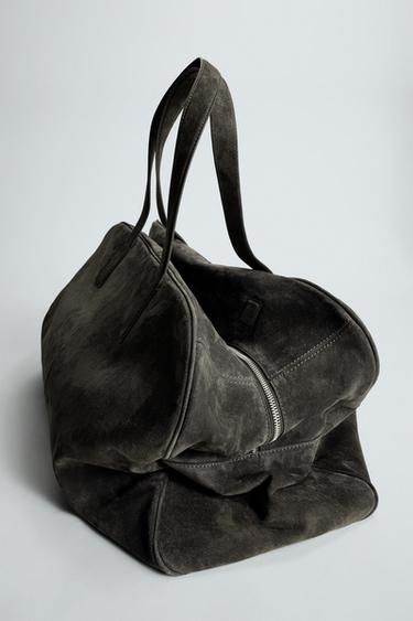 BOLSO DE VIAJE PIEL XL - Gris de Zara