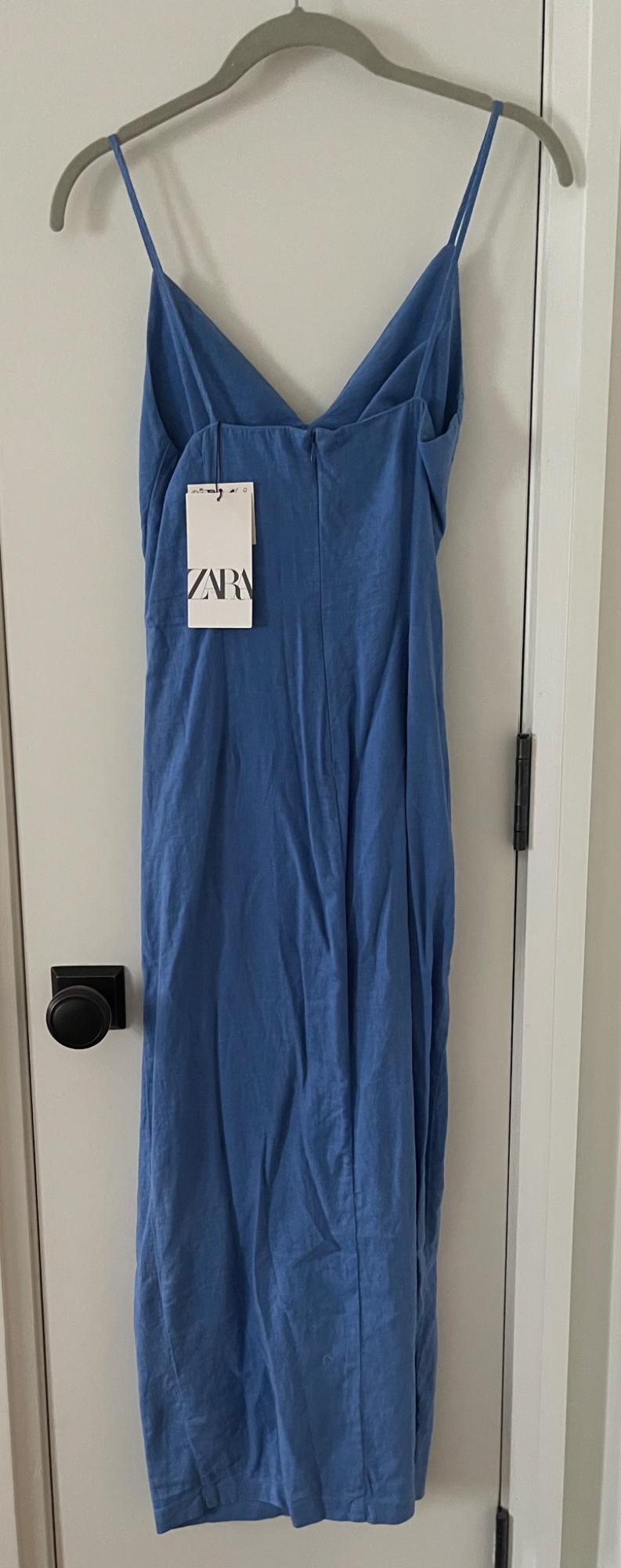 VESTIDO MIDI CON LINO FRUNCES - Image 2