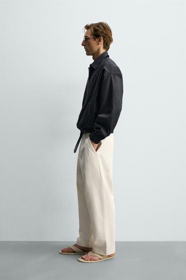 BLOUSON COURT EN COTON ET CUPRO - Bleu de Zara - Image 3
