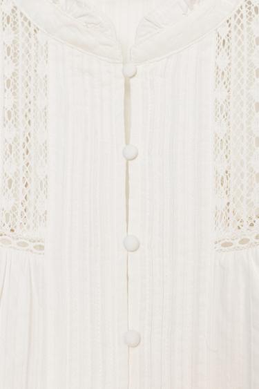 LACE AND PINTUCK SHIRT - Oyster-white by Zara - Image 7
