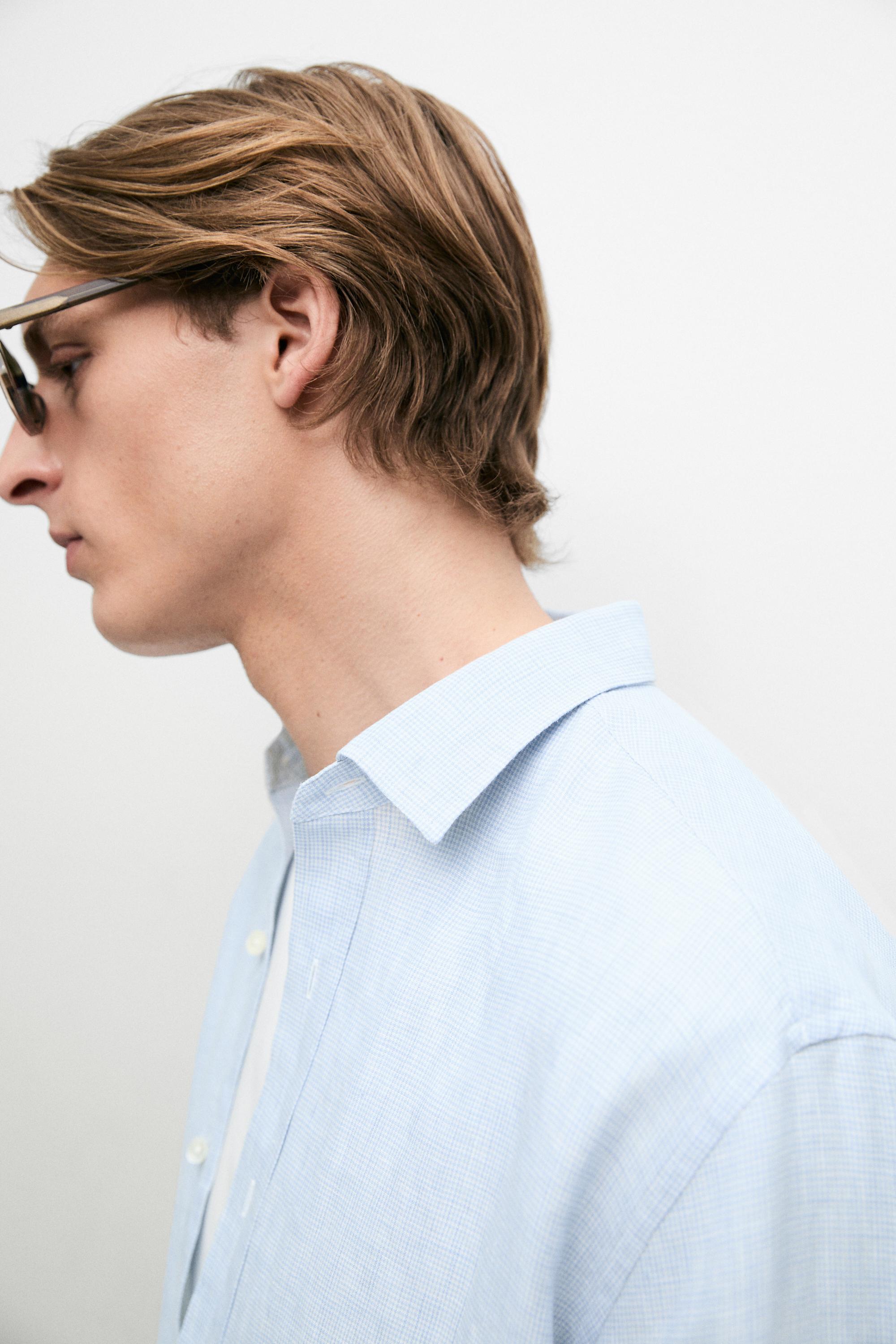 100% linen regular fit check shirt