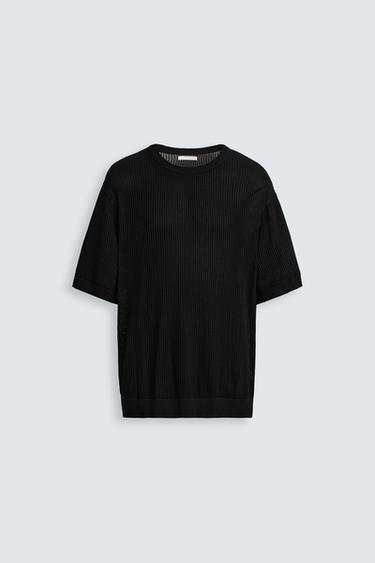 CAMISETA PUNTO CALADO - Negro de Zara