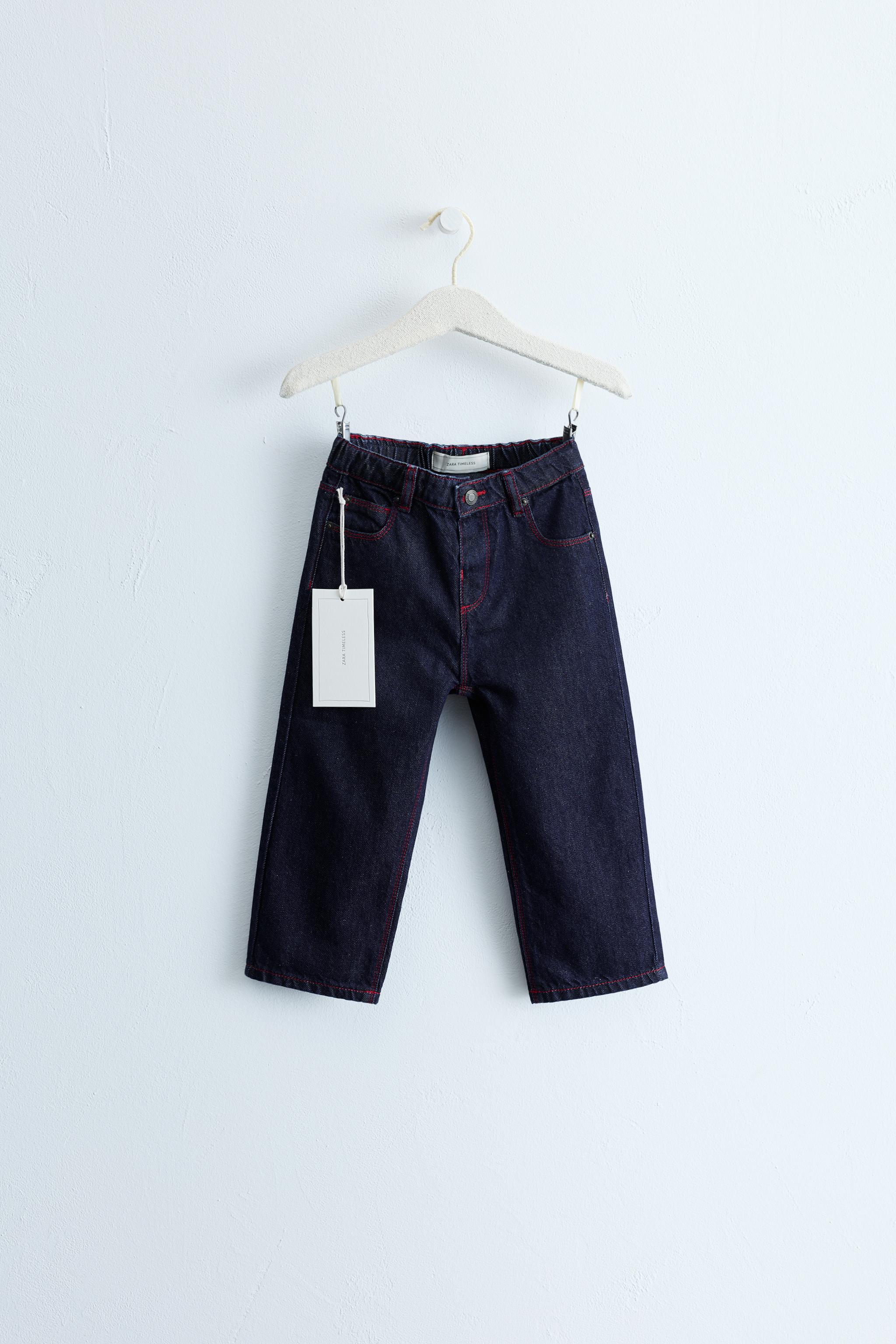 ZARA TIMELESS - CONTRAST TOPSTITCH STRAIGHT JEANS — Blue