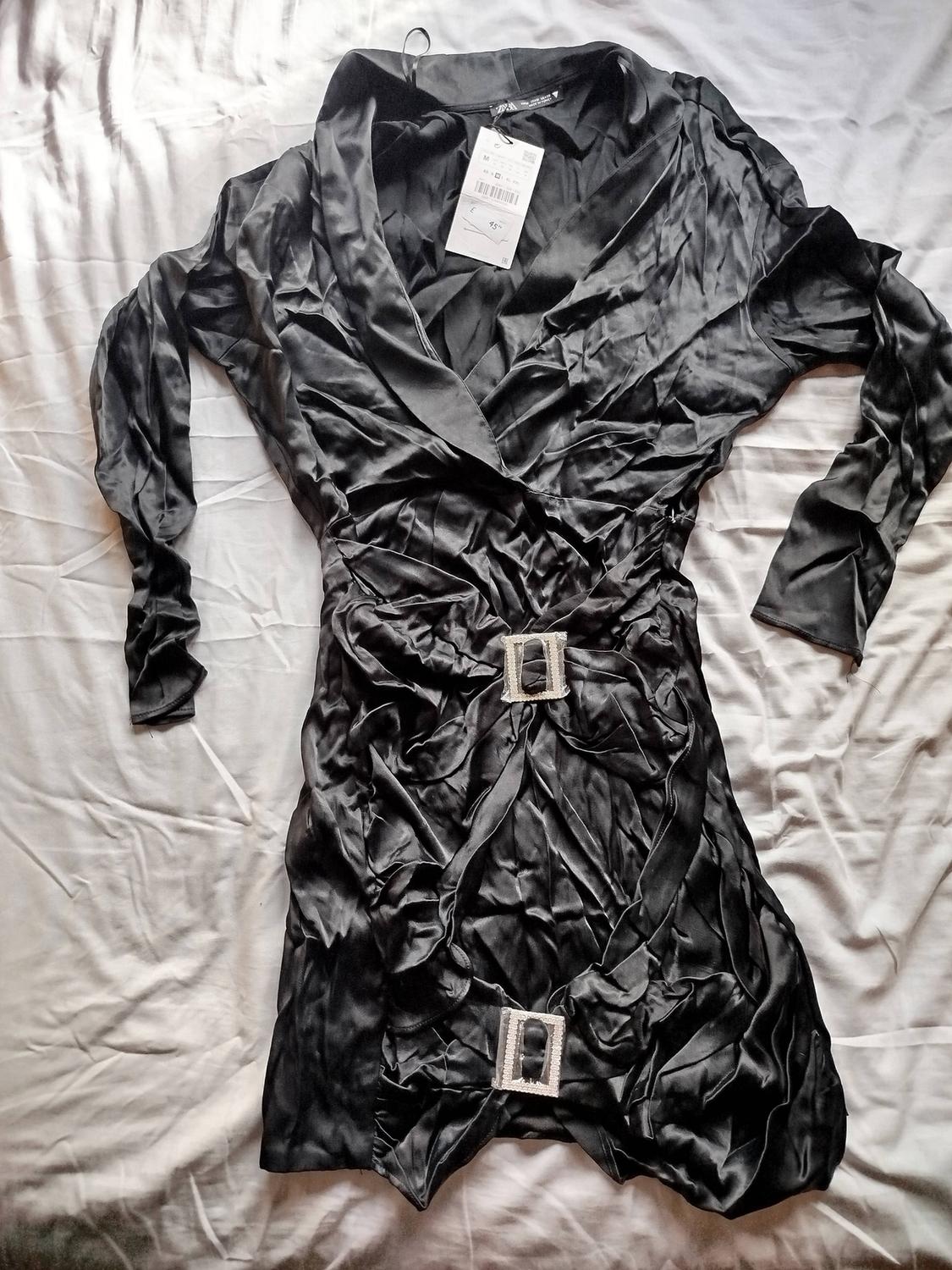SATIN DRESS WITH RHINESTONE DETAILS - Image 2
