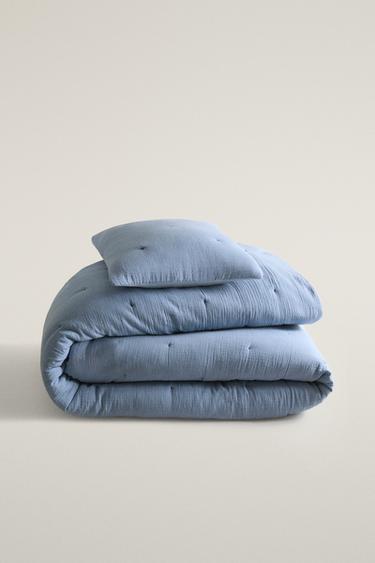 Zara KIDS' STRIPED CHIFFON QUILT - Blue - Image 0