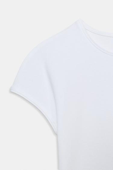 CROPPED SHORT SLEEVE T-SHIRT - White by Zara - Image 4