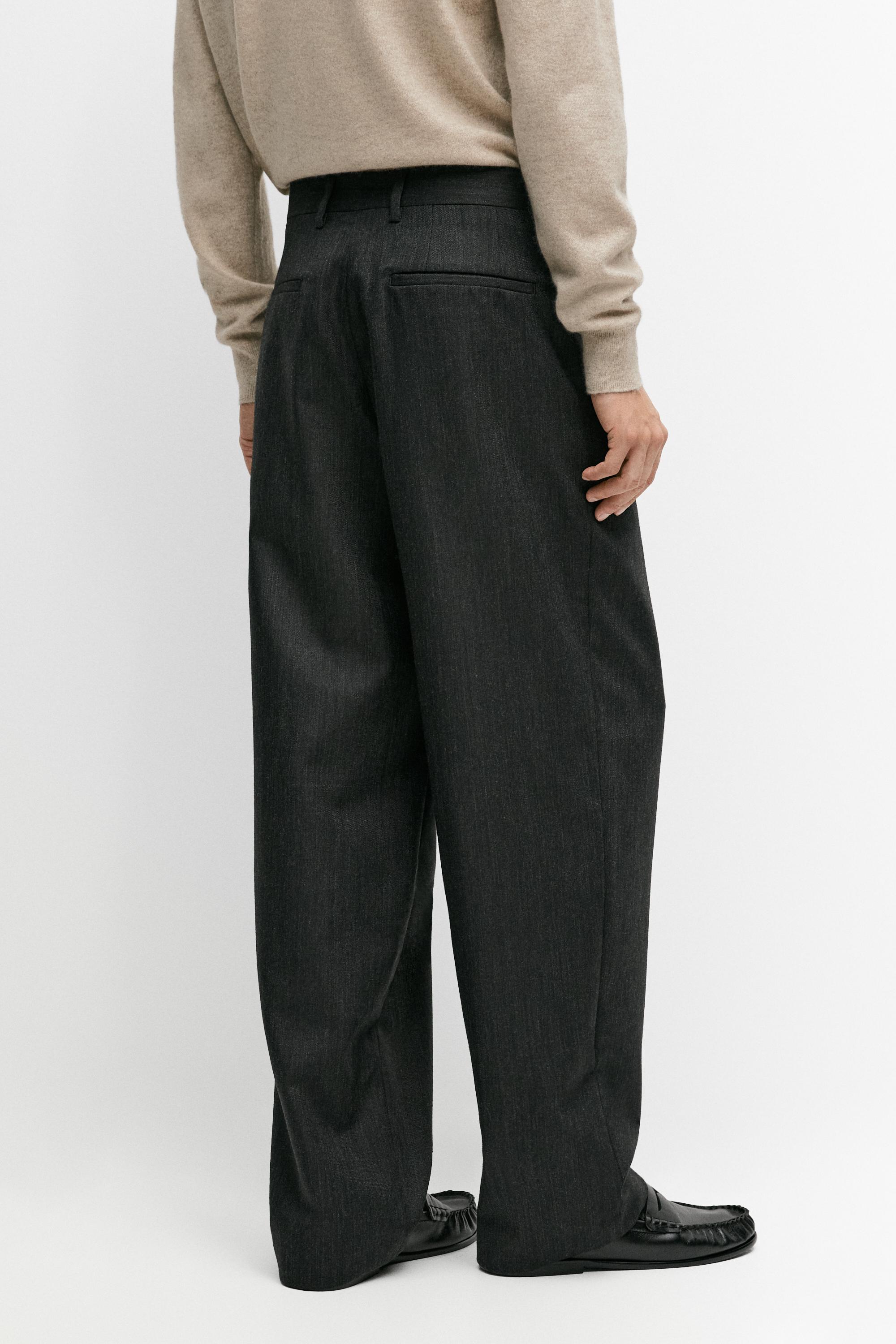 Relaxed fit wool trousers with flecked detail