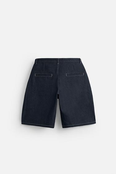 WIDE-FIT DENIM BERMUDA SHORTS - Indigo by Zara - Image 7