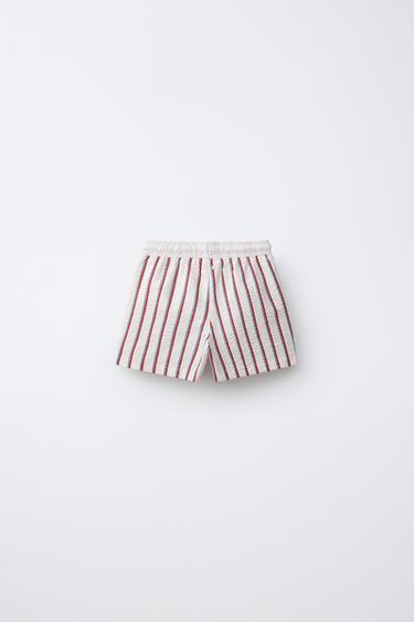 SHORT DE BAIN TEXTURÉ À RAYURES (2-6 ANS) - Écru / Vert de Zara - Image 1