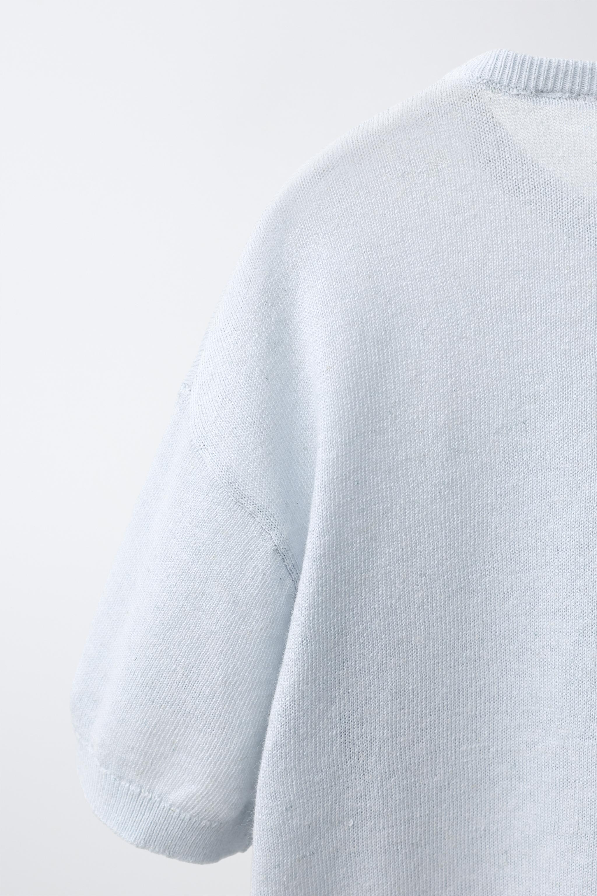 Детские рубашки Zara KNIT HENLEY SHIRT WITH LINEN AND COTTON — фото 4
