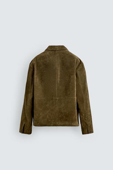 SUEDE LEATHER OVERSHIRT - Khaki by Zara - Image 7