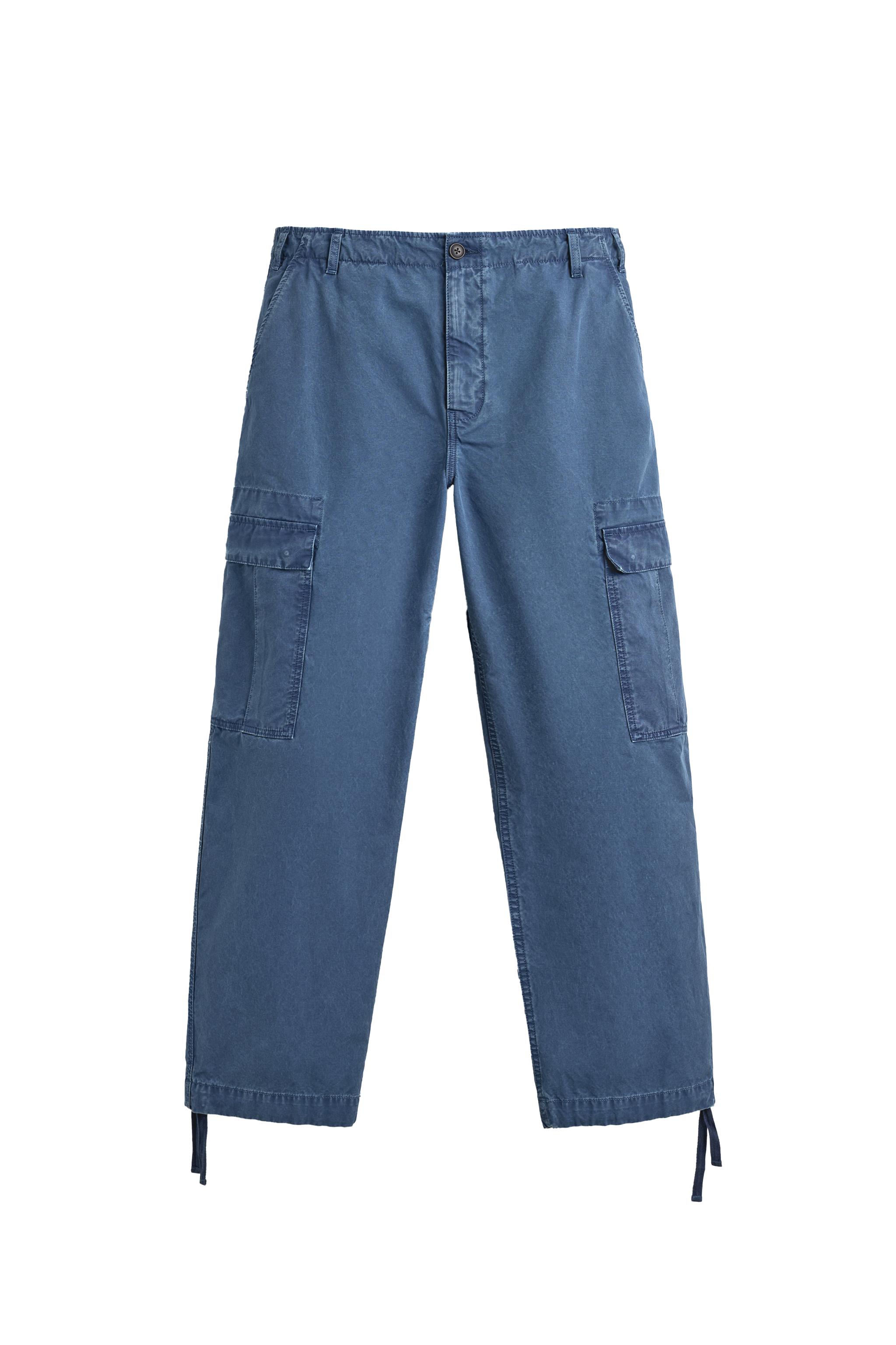 ダメージ加工リラックスフィットカーゴパンツ - ブルー | ZARA Japan