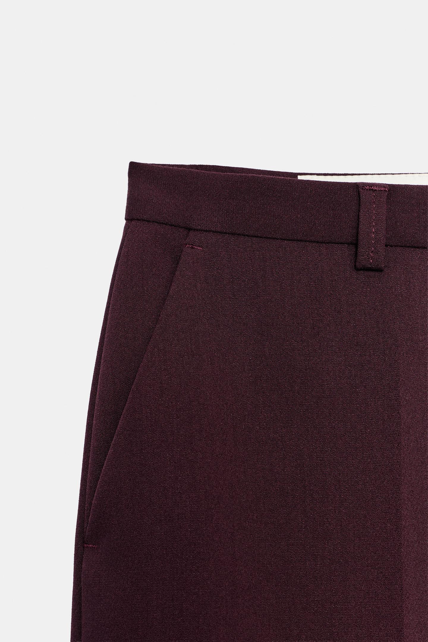 Женские брюки Zara High-Rise Straight-Leg, цвет: Бордовый — фото 7