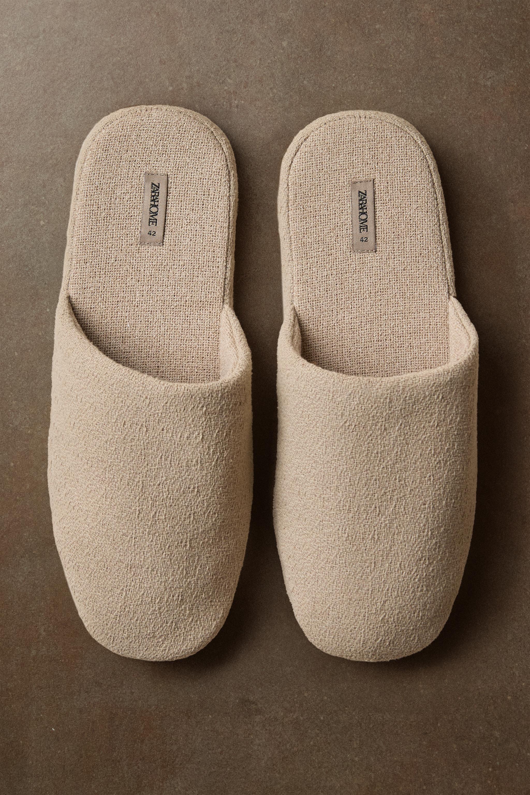 LINEN FLATFORM SLIPPERS