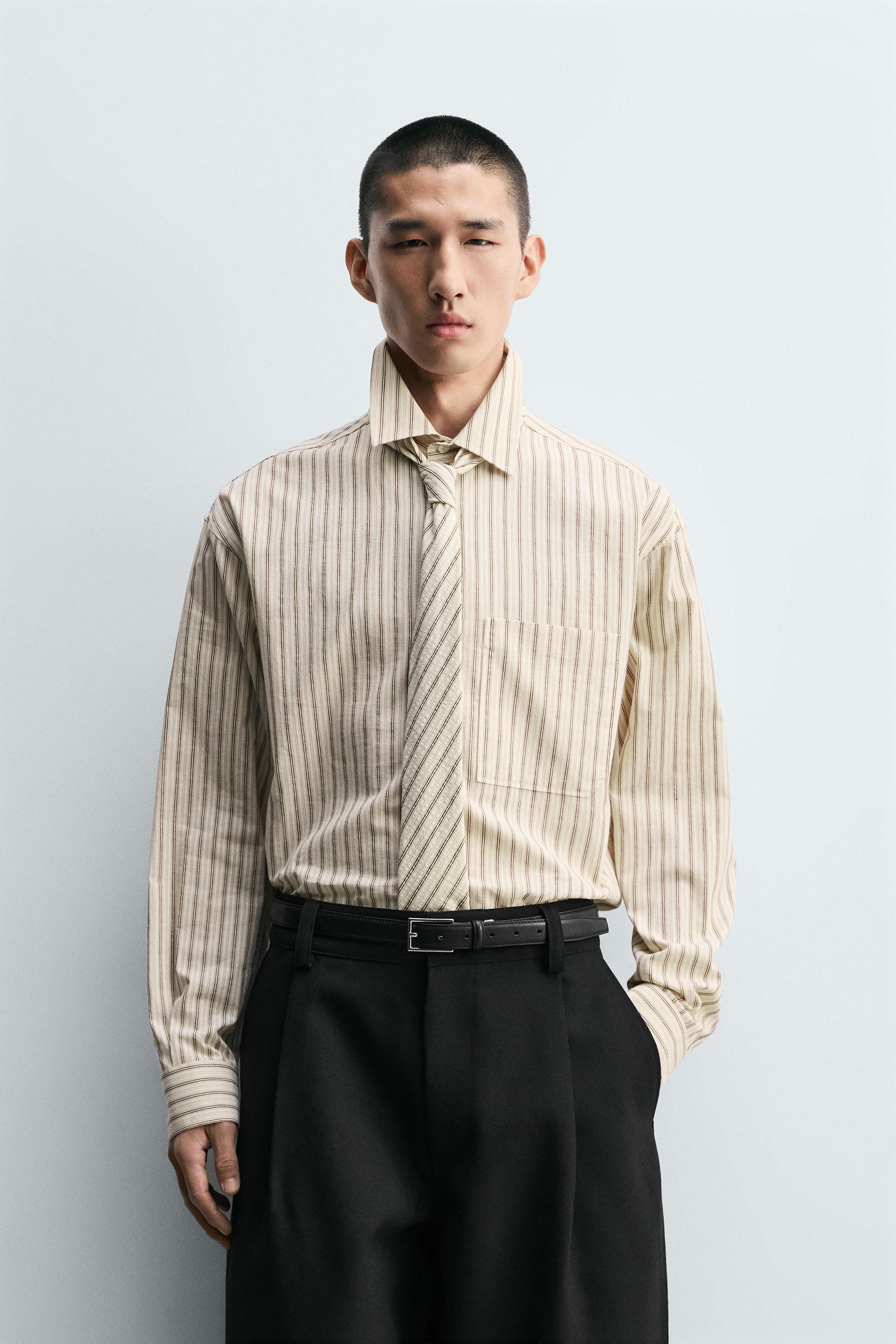 COMBINATION STRIPED SHIRT WITH TIE