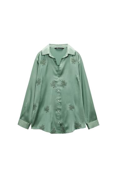 EMBROIDERED SATIN SHIRT