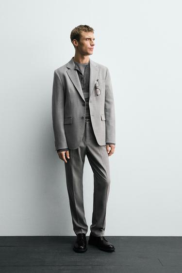 TEXTURED SUIT BLAZER - Light grey by Zara
