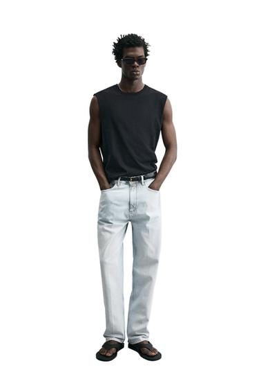 Zara LIGHTWEIGHT RELAXED FIT TANK TOP - Black