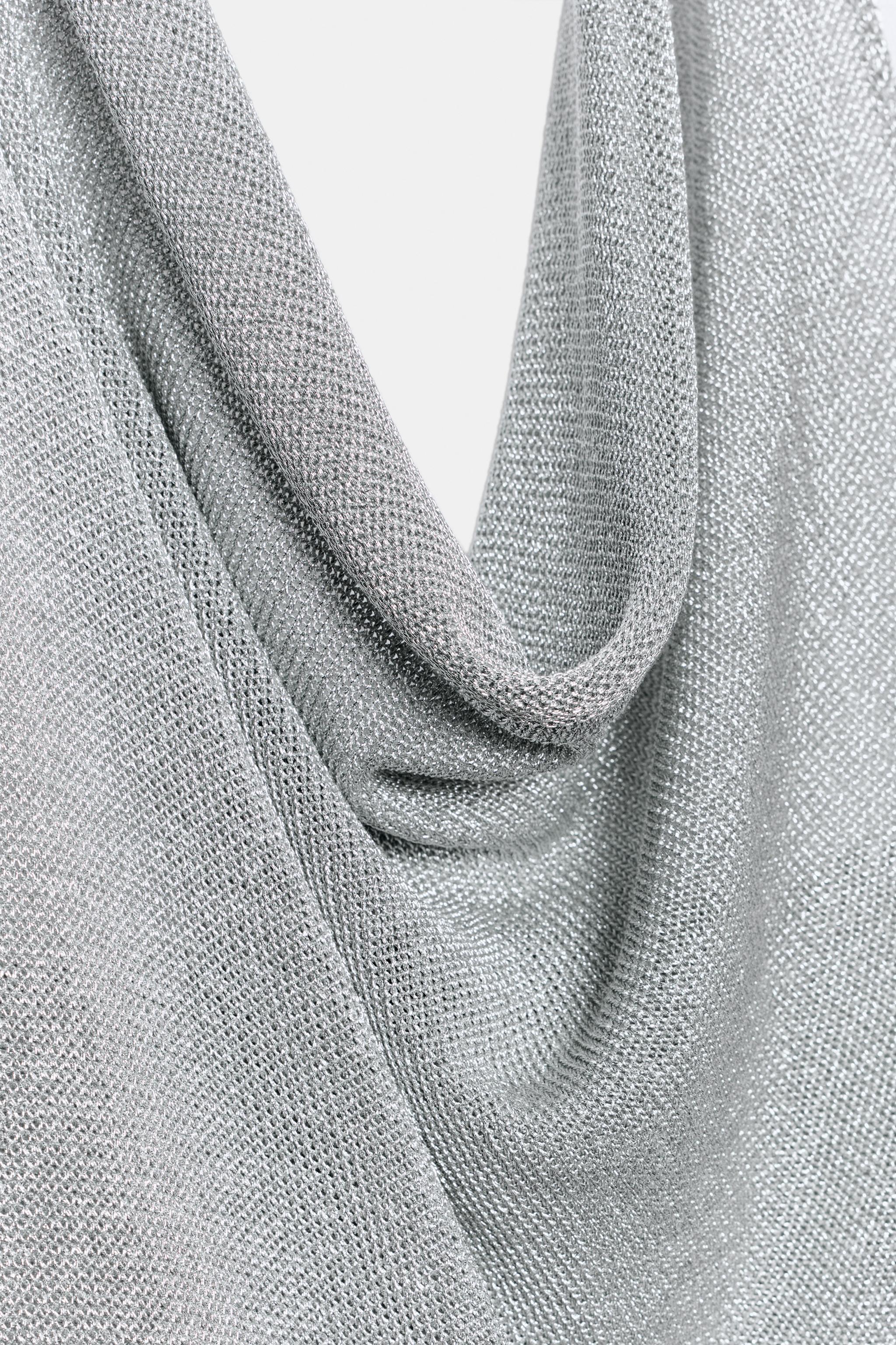METALLIC THREAD KNIT HALTER DRESS - Silver | ZARA United States METALLIC THREAD KNIT HALTER DRESS - Silver | ZARA United States