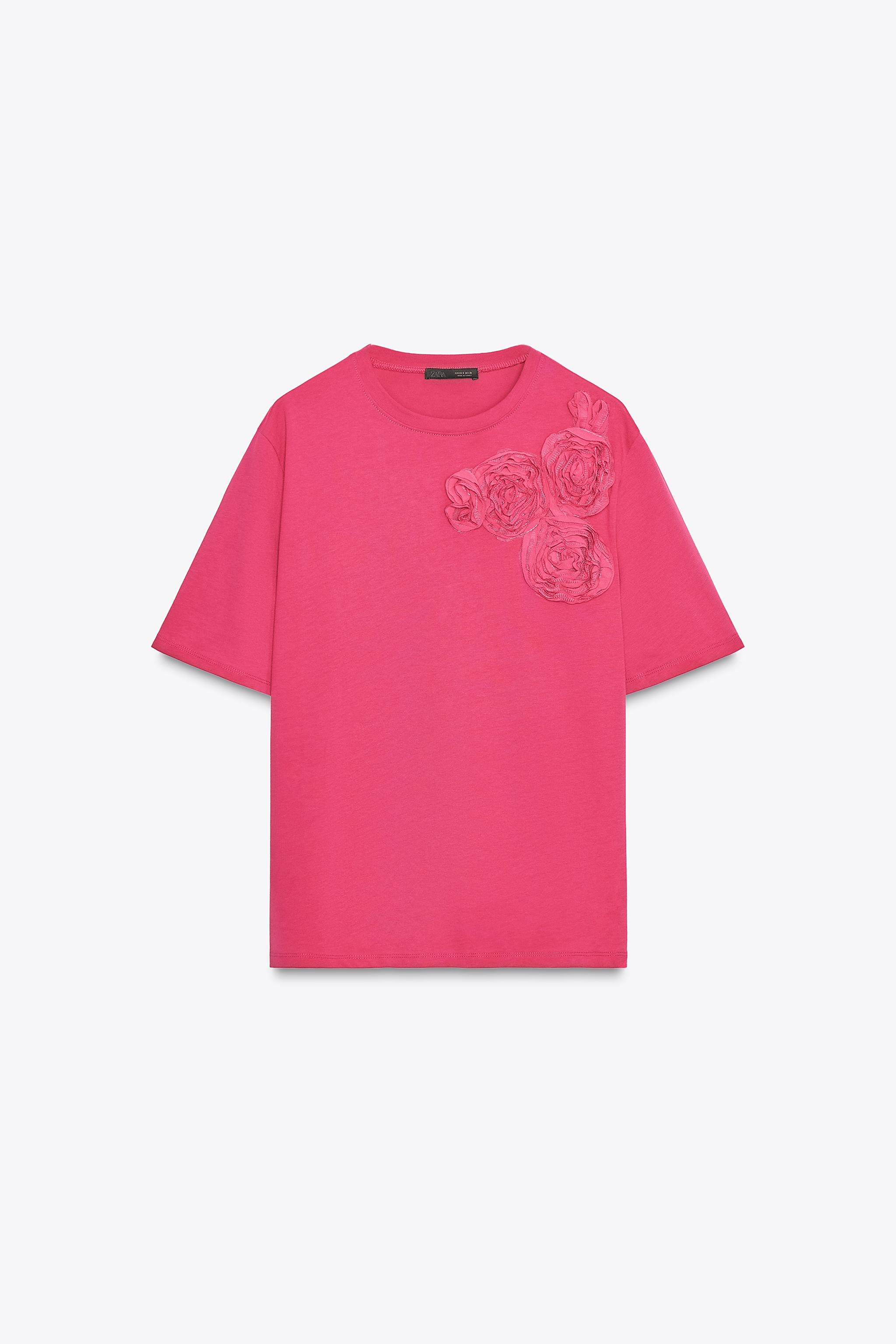 ボリュームフラワーTシャツ - ホワイト | ZARA Japan / 日本
