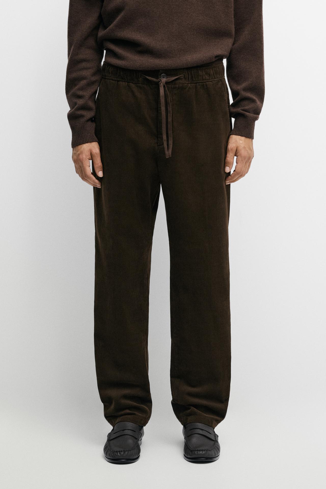 Corduroy jogger fit pants — Green