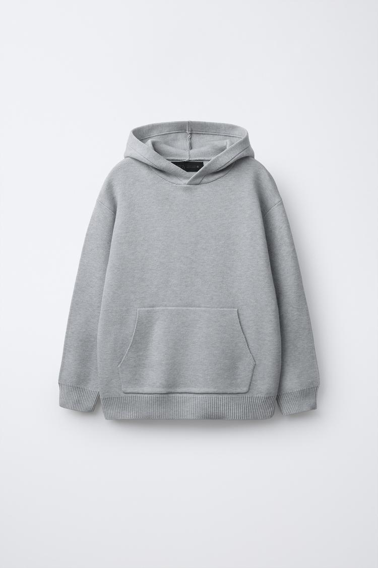 SOFT KNIT HOODIE SWEATER Pearl grey ZARA India