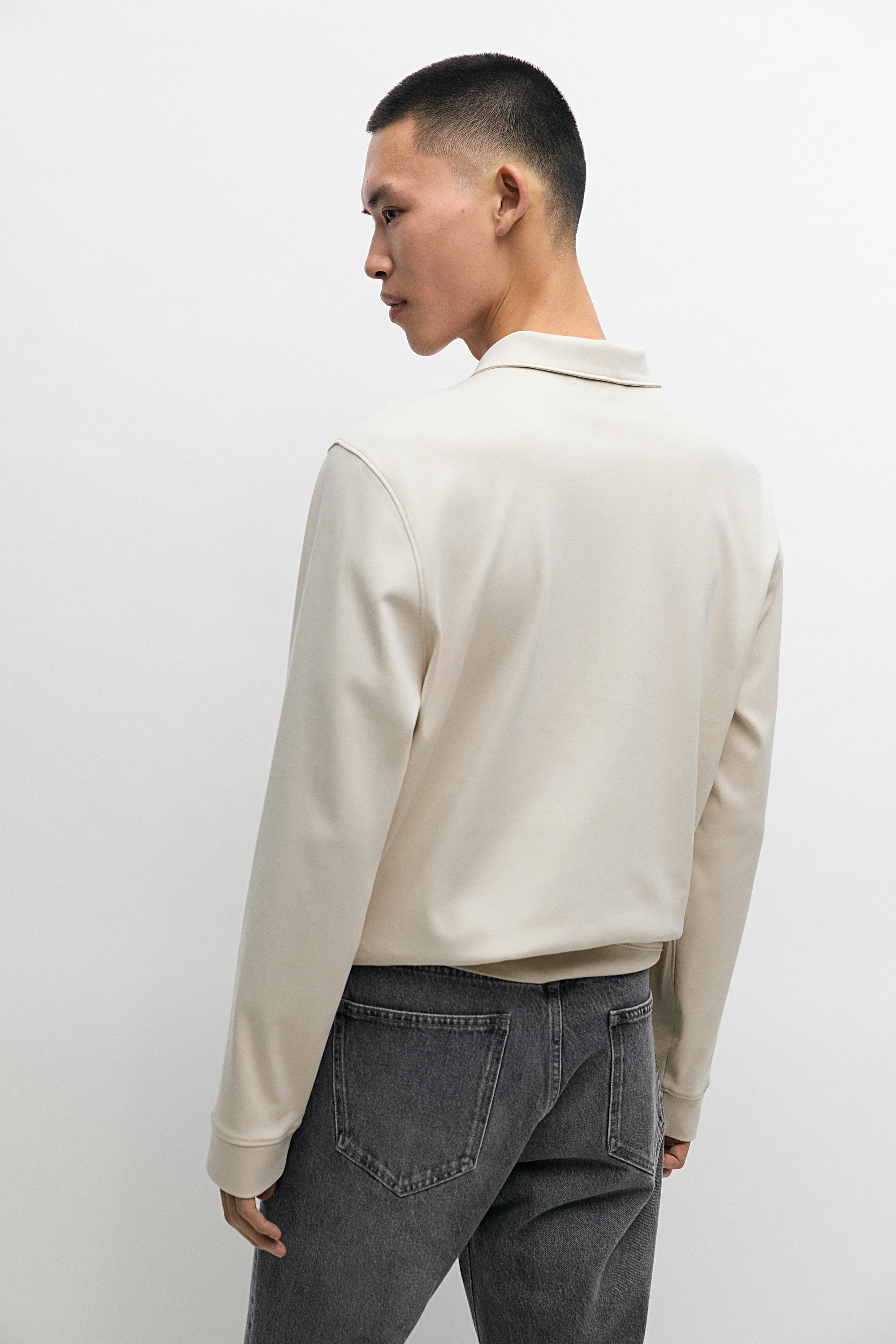 Long sleeve zip detail polo