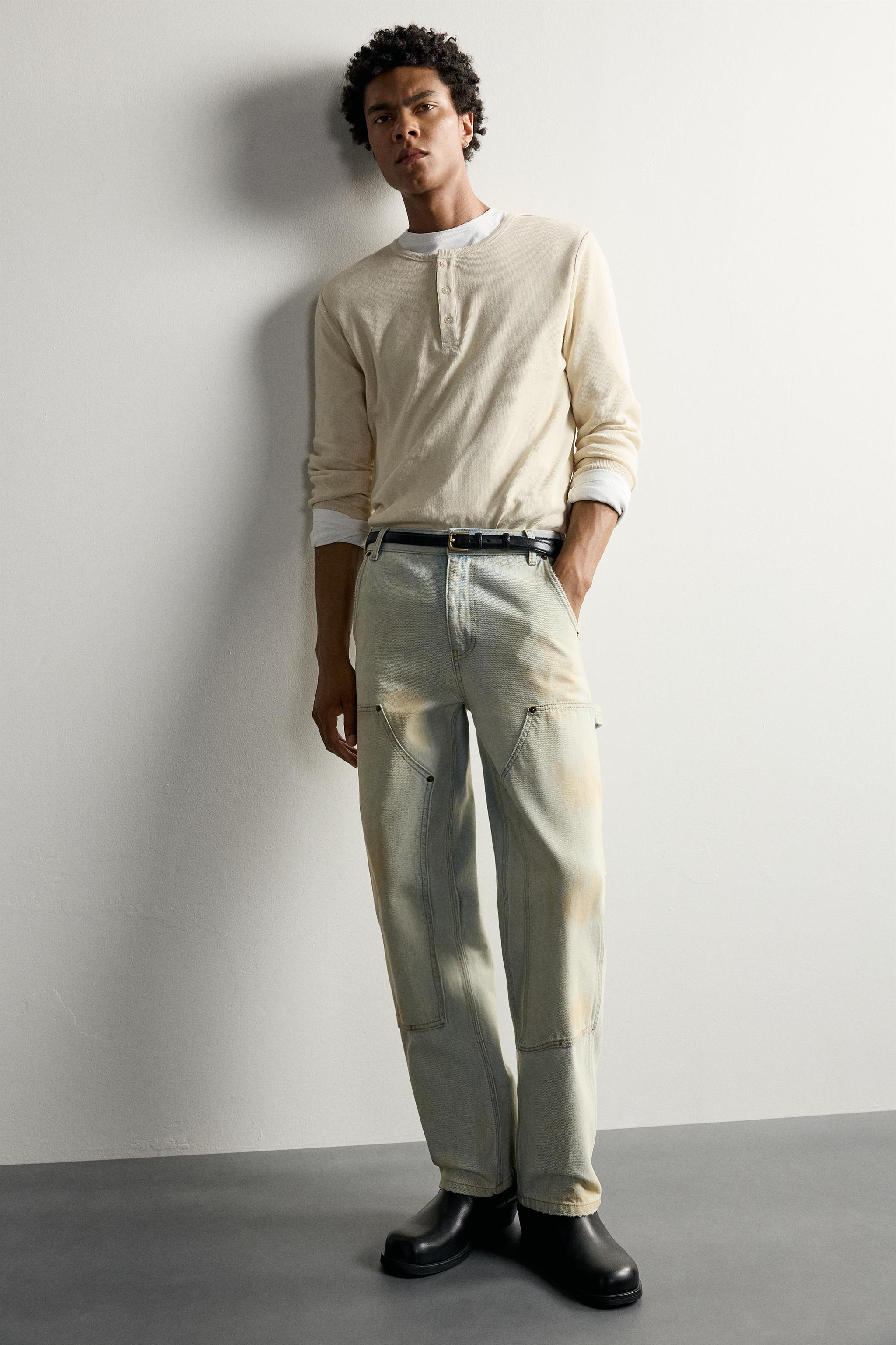 Мужские джинсы Zara VINTAGE-WASH CARPENTER PANTS — фото 6