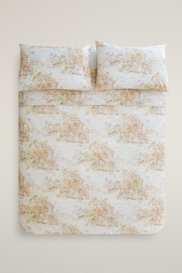COTTON LANDSCAPE DUVET COVER — Beige 1
