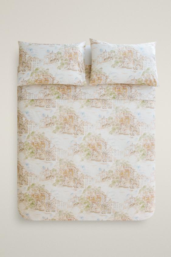 LANDSCAPE PRINT COTTON DUVET COVER - بيج الخاص بـ Zara - صورة 0