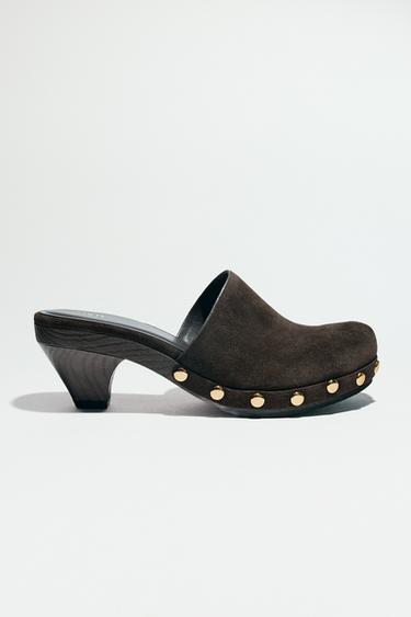 ZUECO KITTEN TACHAS SERRAJE - Marrón de Zara