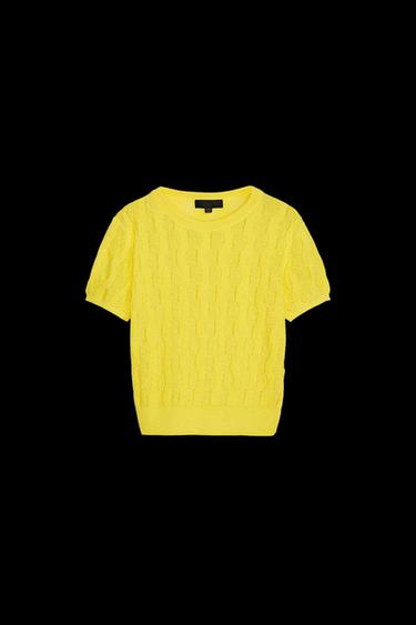 Zara TEXTURED KNIT TOP - Yellow - Image 0