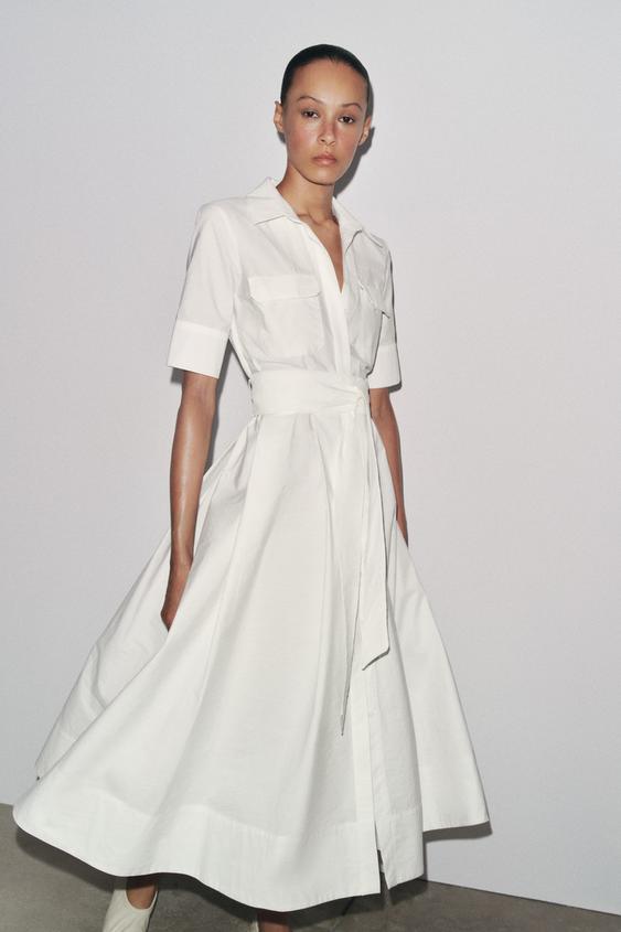 Robe Blanche Robe Chemise Orange Zara Women's White Dresses ZARA Spain