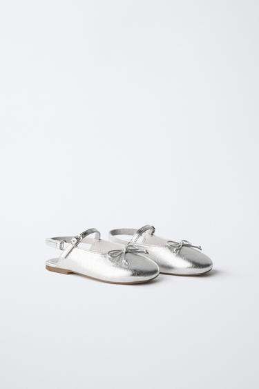 METALLIC SLINGBACK BALLET FLATS - Silver by Zara - Image 1