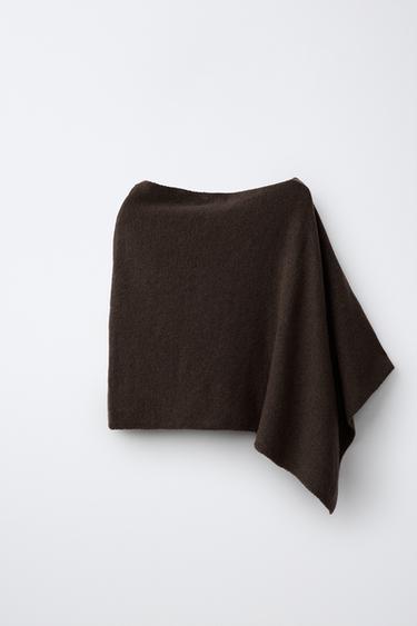 FINE KNIT CAPE — chocolate 2