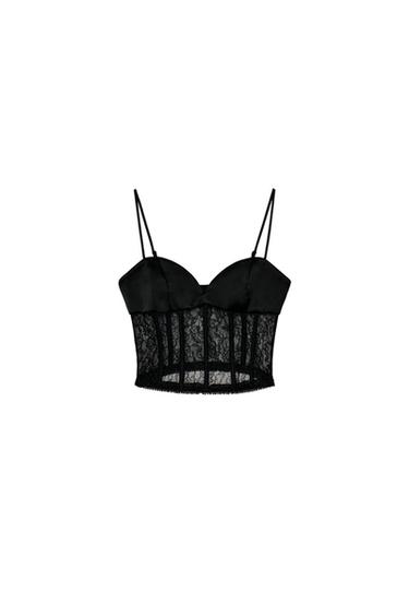 CORSETRY-INSPIRED LACE TOP - Black by Zara