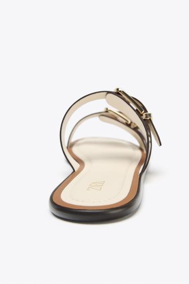 DOUBLE-STRAP BUCKLE SANDALS - Ecru White by Zara - Image 4
