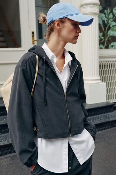 CHAQUETA BOMBER CAPUCHA - Gris antracita de Zara
