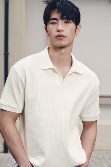 Zara 直紋 POLO 衫 - 磨白色