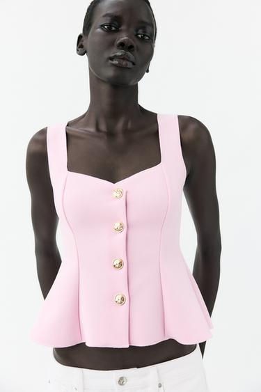 PEPLUM STRETCH VEST TOP - Pink by Zara - Image 2