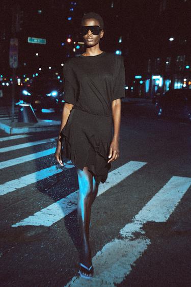 ZW COLLECTION SHORT RUFFLED SKIRT - Black by Zara - Image 4