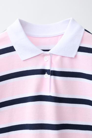 STRIPED POLO SHIRT WITH NUMBER - White / Pink by Zara - Image 2