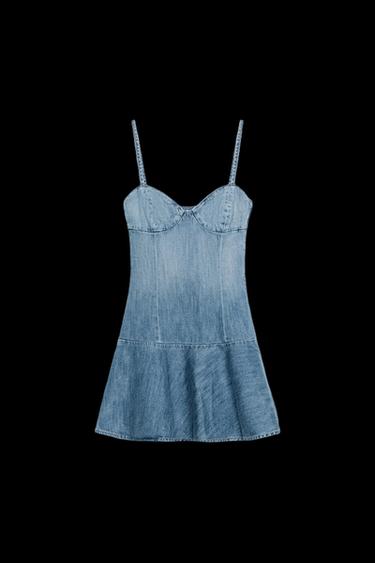 VESTIDO MINI DENIM TRF - Marino de Zara