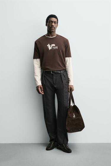 PIZZERIA LA MONTECARLO PRINT T-SHIRT - Brown by Zara