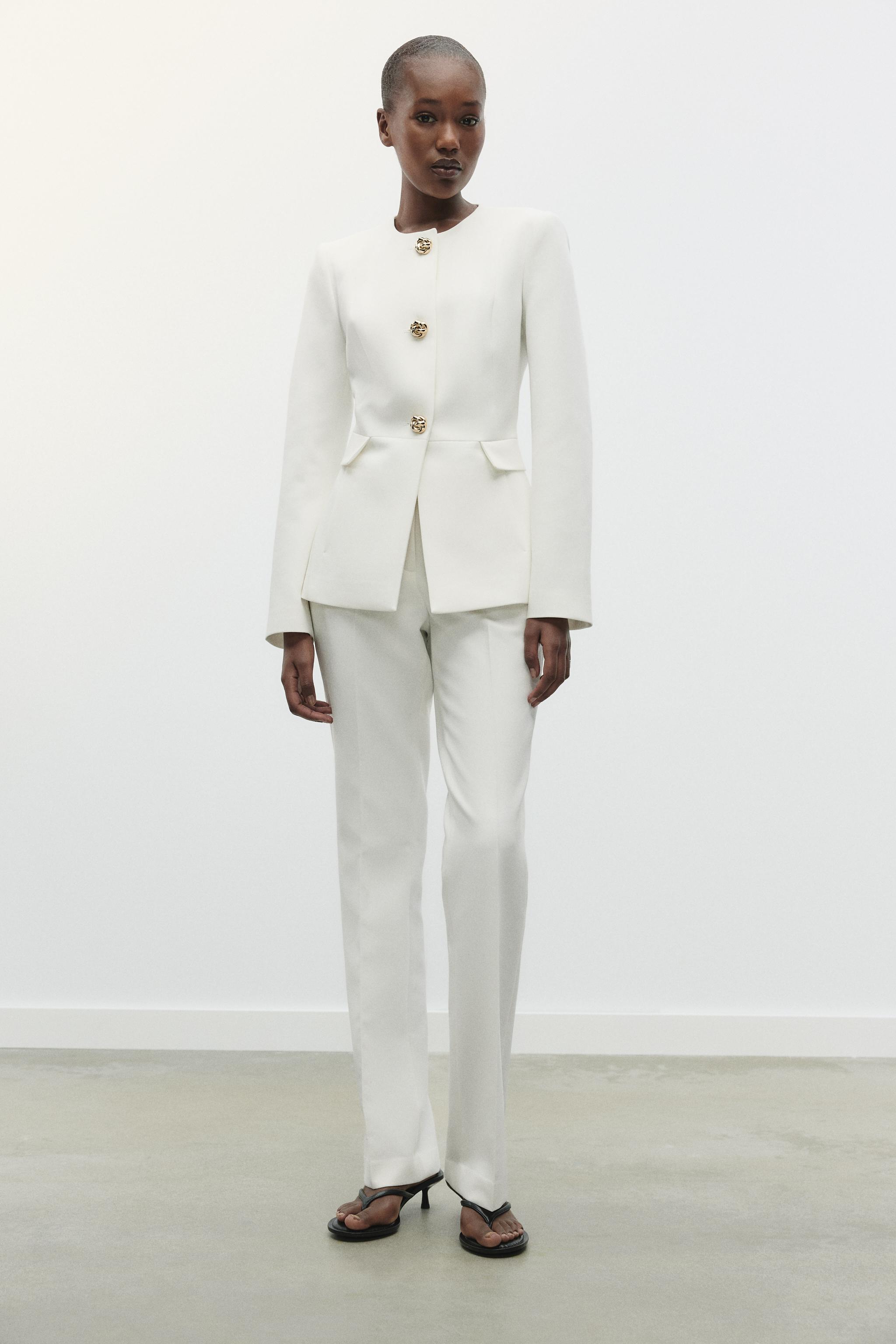 Blazer Traje Blanco Zara Mujer Traje Sastre Chaquetas Vestir Mujer