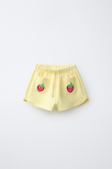 INTERLOCK BERMUDA SHORTS WITH CROCHET FRUIT - Mid-yellow by Zara - Image 0