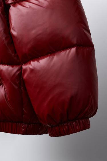 WATER-REPELLENT AND WINDPROOF 50% FEATHER AND 50% DOWN PUFFER JACKET WITH HOODIE - Dark red by Zara - Image 5