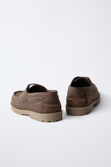 STORIESZ - CHAUSSURES BATEAU EN CUIR - Marron de Zara - Image 4